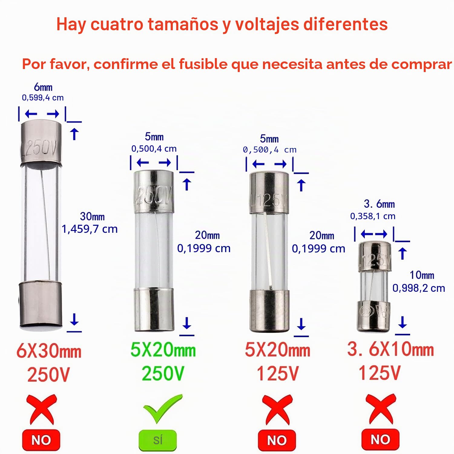 BOJACK F2AL250V 5x20 mm 2A 250V Fusibles de fundición rápida 2 Amperio 250 Voltios 0.2 x 0.78 pulgadas Fusibles de tubo de vidrio(paquete de 20 piezas)
