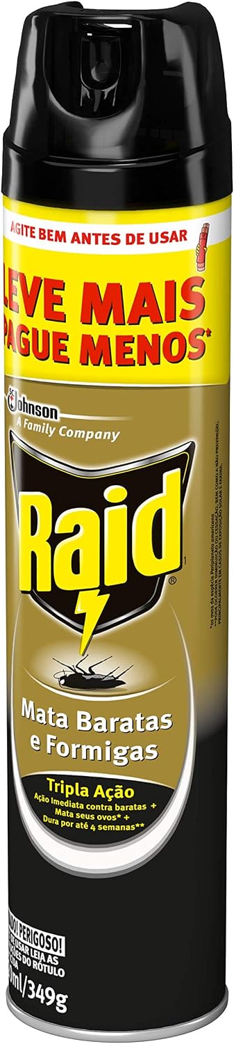 Raid Inseticida Aerosol Mata Baratas e Formigas, Proteção da Cozinha, Elimina Barata e Seus Ovos, 420ml