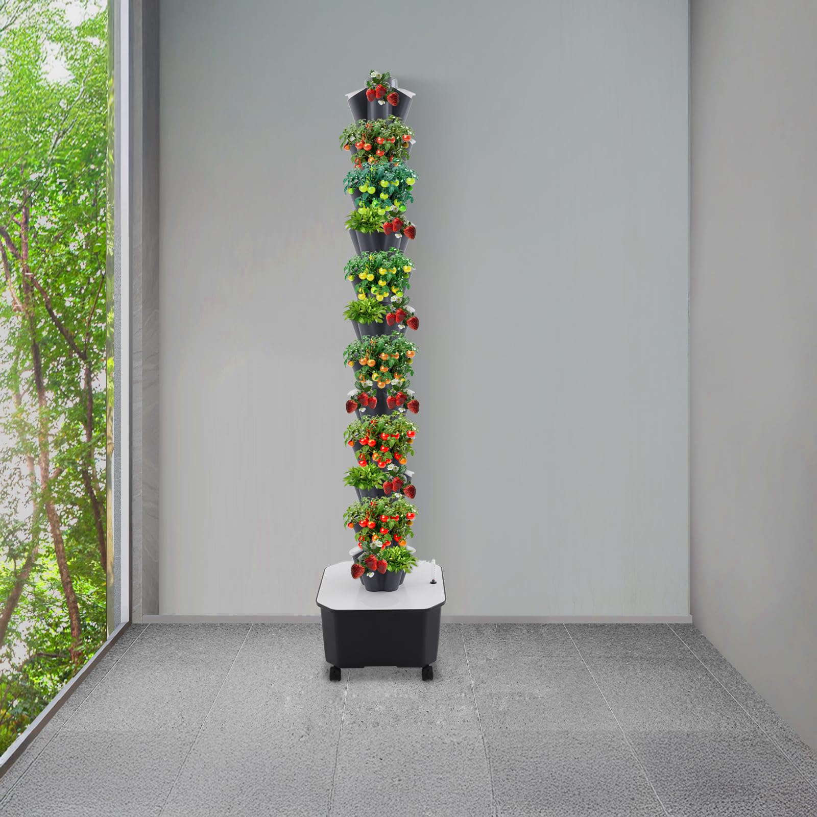Hidrónica Jardín | Kit de cultivo hidropónico vertical de 12 pisos | Sistema de crecimiento hidropónico Columnas de lluvia | 60 agujeros hidropónica Torre Kit | Kits de sistema de cultivo