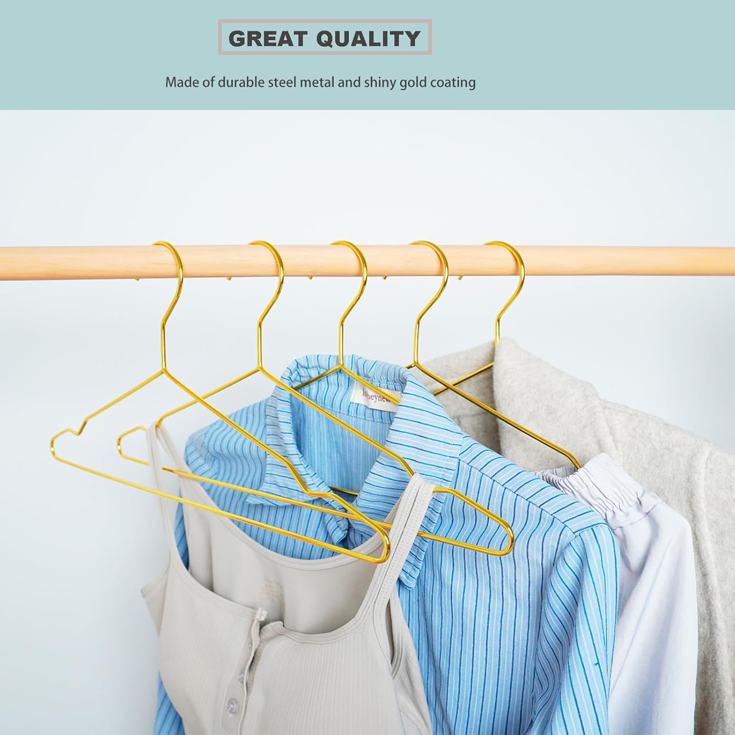 20 Pack Gold Metal Suit Hanger Wire Hanger Space Saving Clothes Hanger for Dress, Shirts, Slacks,Jackets, Pants