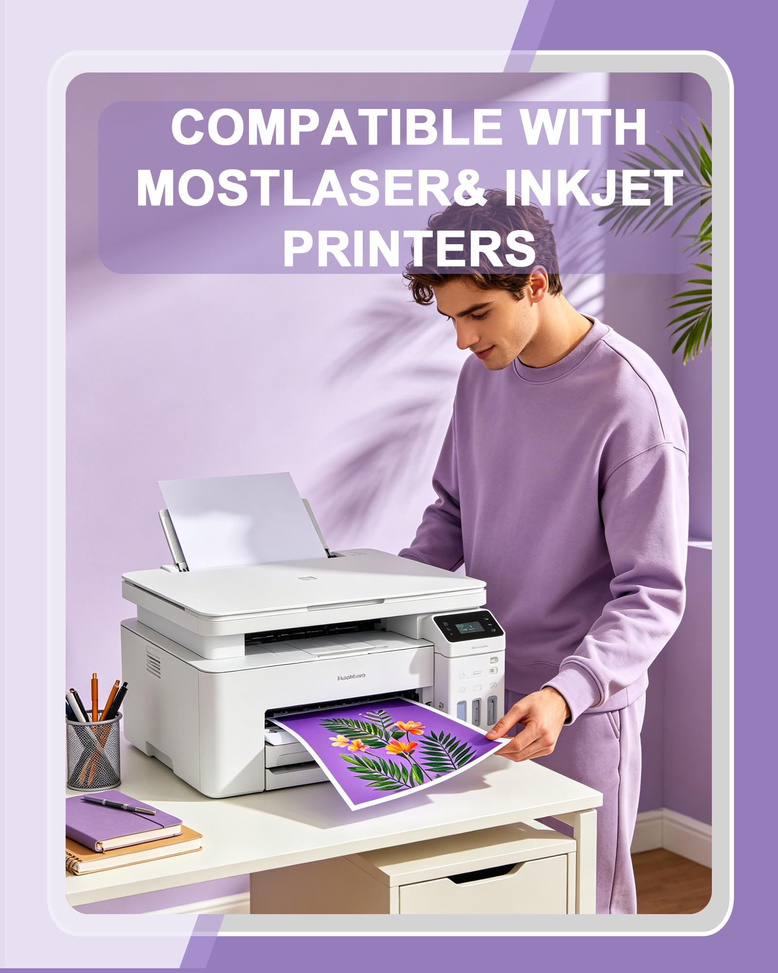 WritePads Veritas - Carta colorata per fotocopie, viola, 21,6 x 27,9 cm, formato lettera, 9,1 kg/75 g/m², viola, 200 fogli, per fotocopie, stampante, multiuso, prodotta negli Stati Uniti