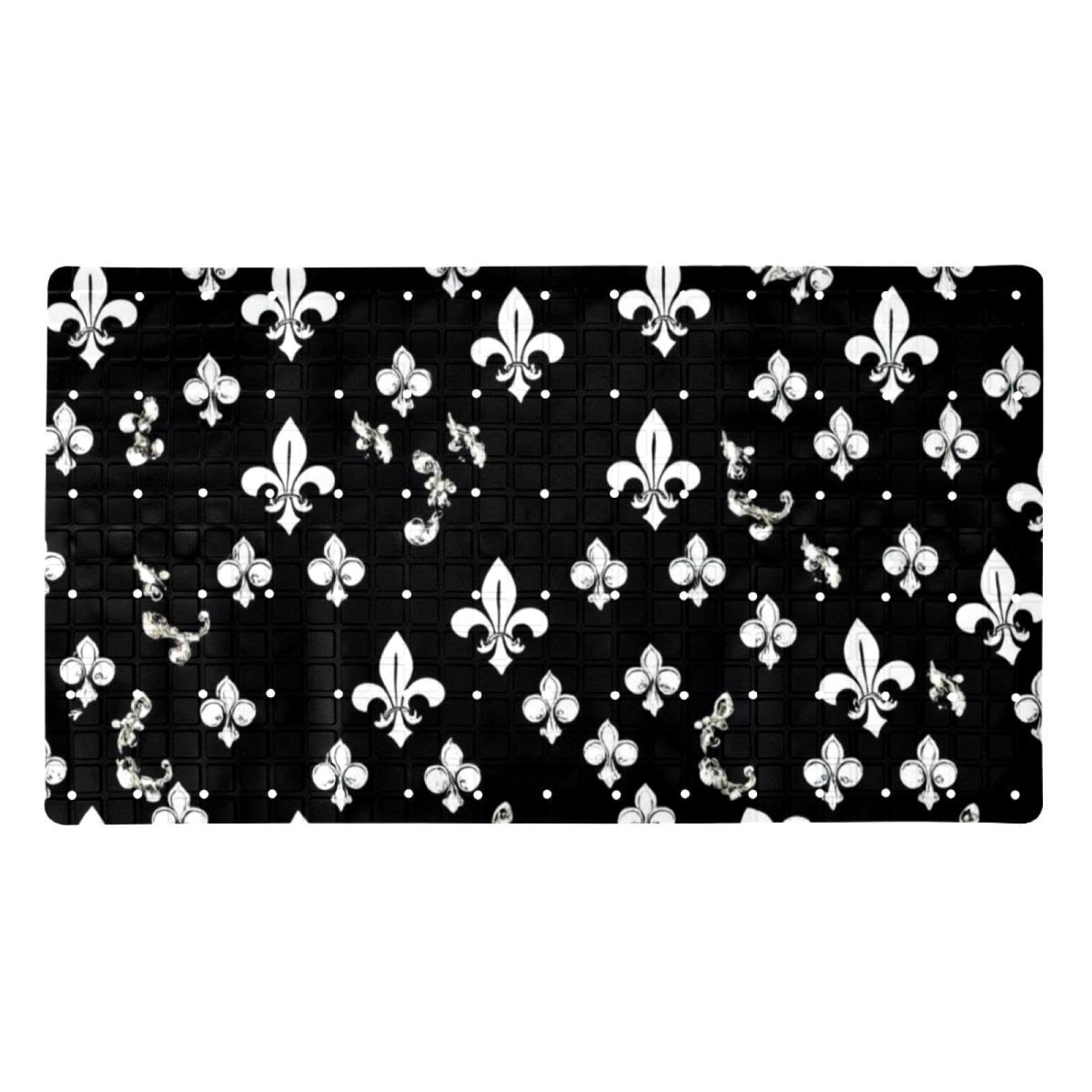 Tapete antideslizante para bañera Fleur De Lis de PVC con ventosas para adultos y familia