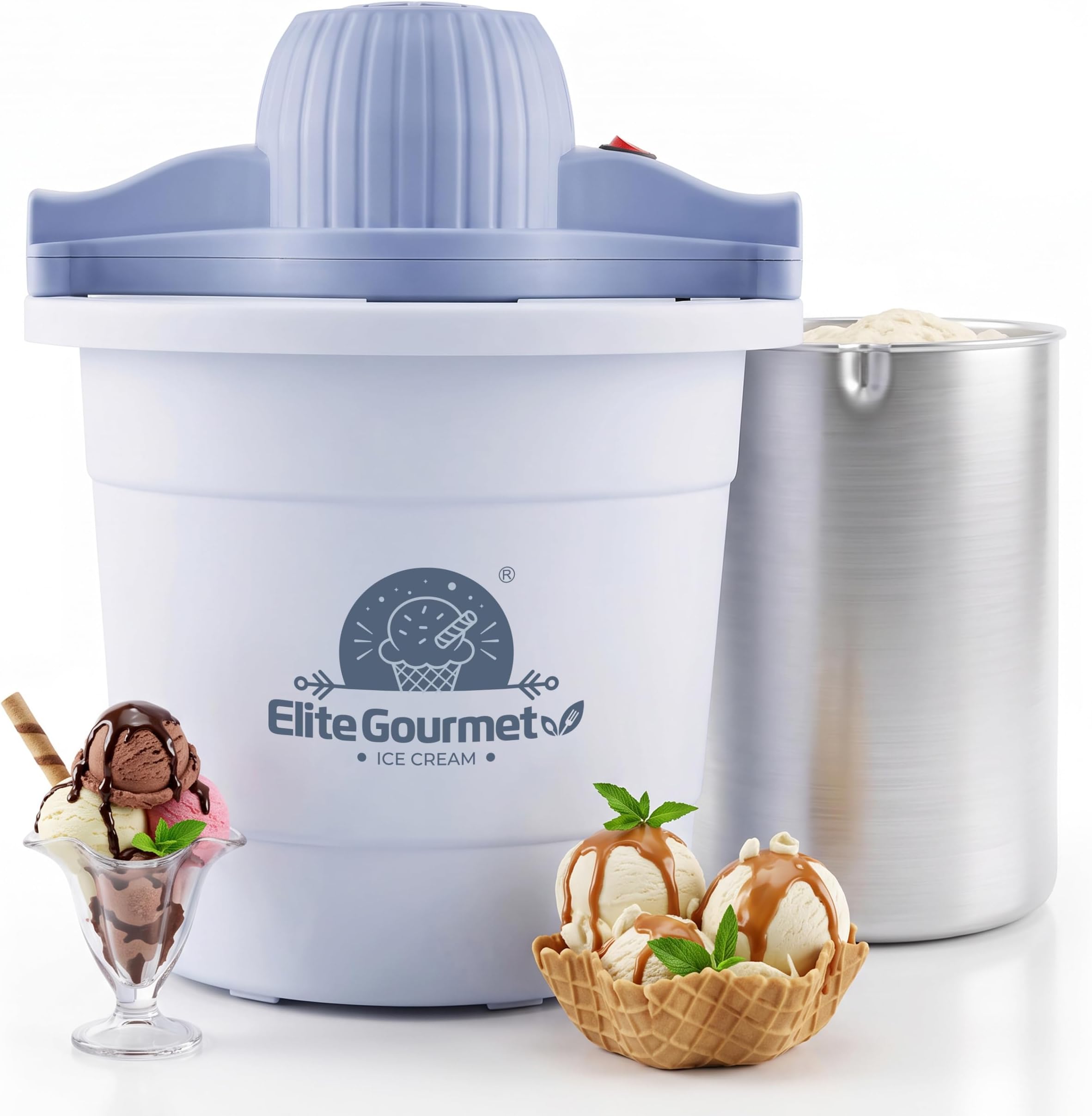 Elite Gourmet EIM350 4Qt 50W Electric Ice Cream Maker, Periwinkle