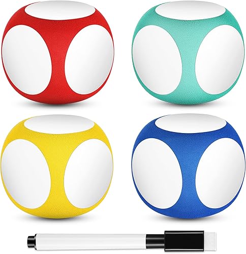 Juego de bloques de borrado en seco con marcador, coloridos dados de borrado en seco de 2 pulgadas, cubos de dados de pizarra blanca, cubos de dados