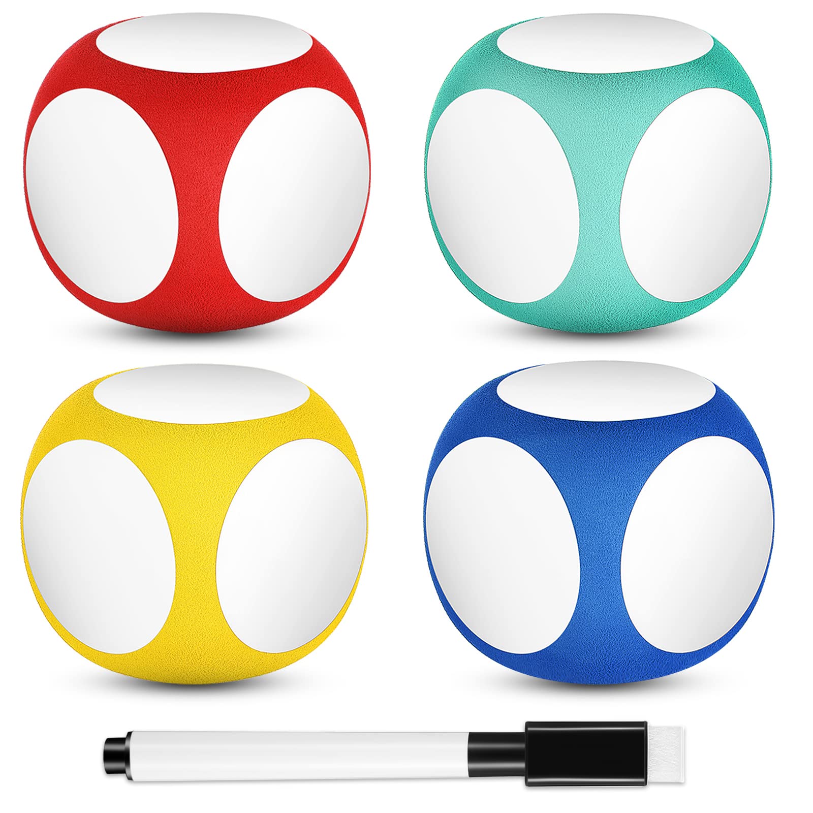 Juego de bloques de borrado en seco con marcador, coloridos dados de borrado en seco de 2 pulgadas, cubos de dados de pizarra blanca, cubos de dados para limpiar y escribir números para aprender a