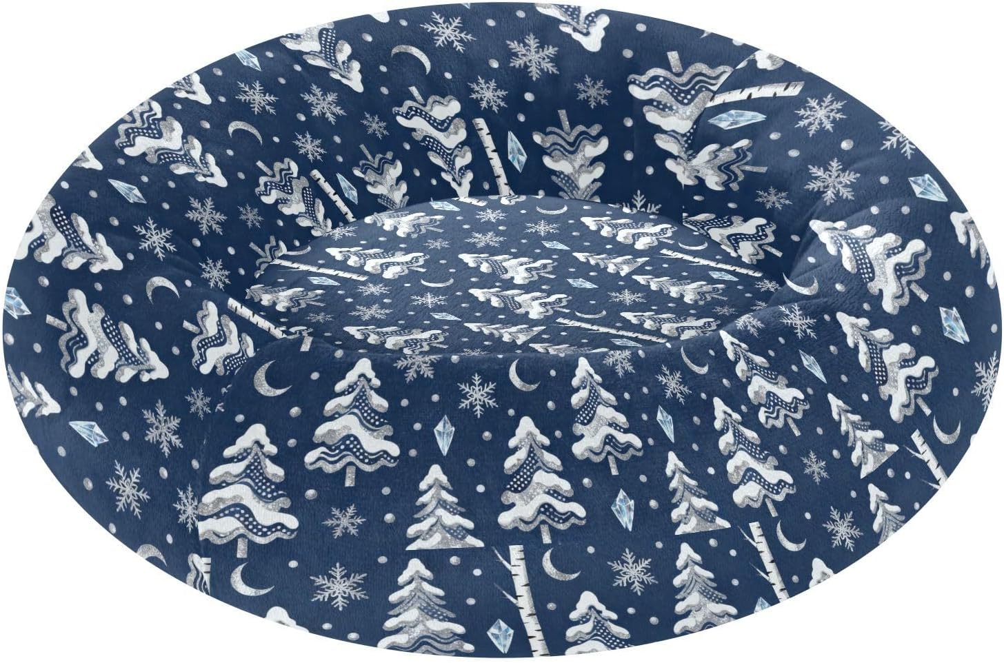 Pet Dog Bed Anxiety Relief Fluffy Dog Pillow Bed for Small Size Pets Sleeping M Winter Forests Pattern