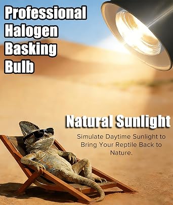 72W Halogen Heat Lamp for Reptiles - Professional Daylight Intense Basking Bulb, IR-A Deep Heat & Simulated Natural Sunlight, 2 Pack for Bearded Dragon, Turtle, Lizard, Snake, Gecko & Chicken