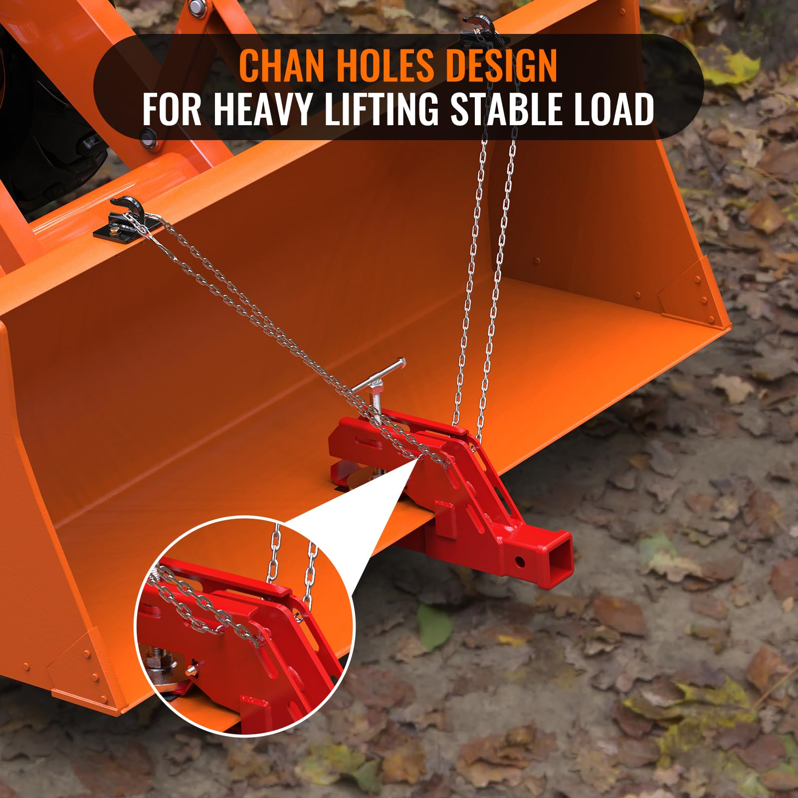 Tractor Bucket Hitch Receiver 2” – Clamp-On With Non-Slip Pad, Red, For Moving Trailers & Implements