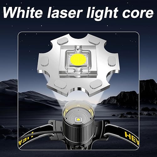 Miniatura 6 de Faro frontal recargable de 1200 lúmenes, 3 modos, ligero, impermeable y con detección de gestos inteligente faros delanteros con zoom ajustable de