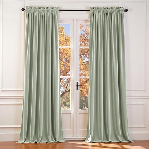 Miniatura 53 de Lazzzyt Cortinas de terciopelo para sala de estar gris, juego de 2 paneles de lujo suaves, cortinas con aislamiento térmico de 96 pulgadas de largo,