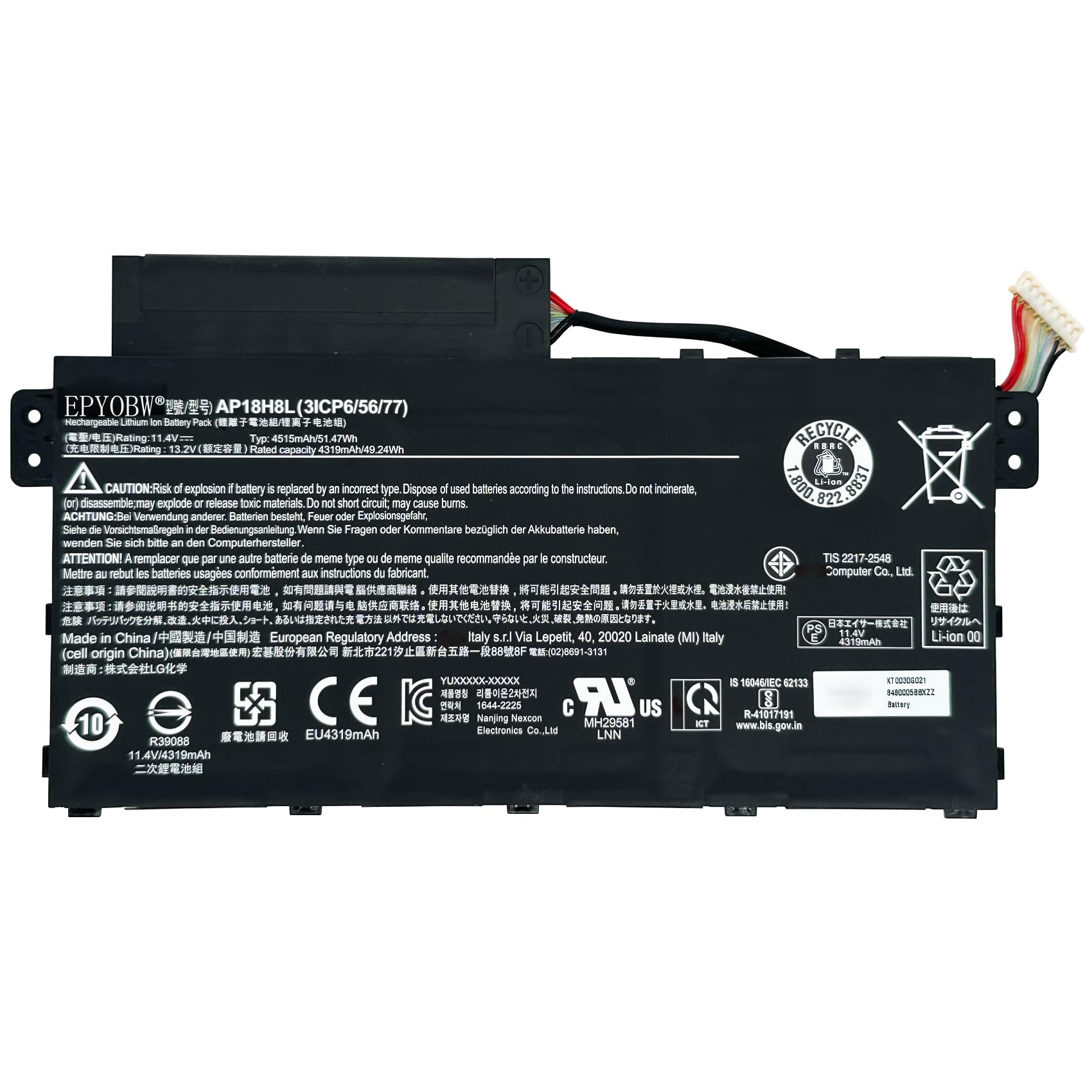 Amazon.com: EPYOBW AP18H8L Laptop Battery 51.47Wh 3-Cell 11.4V