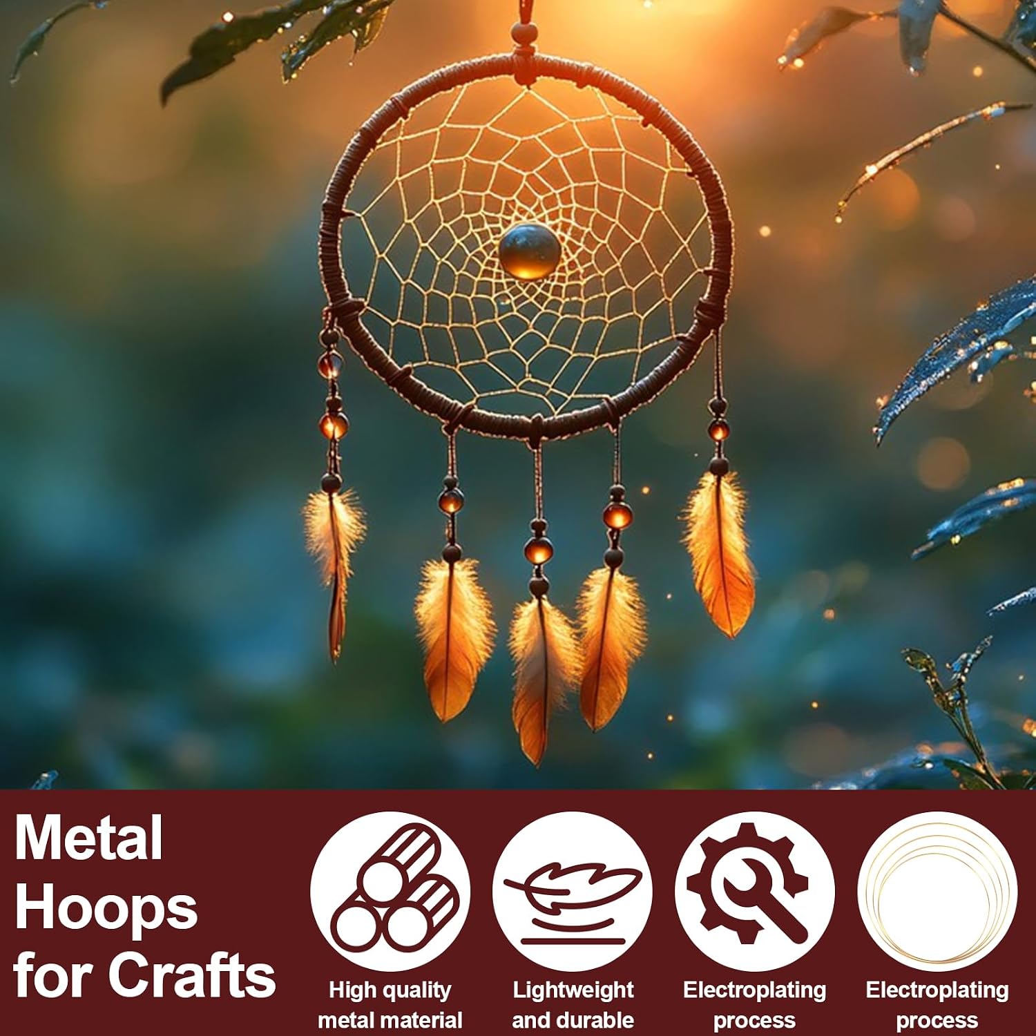 Wulitaotao 10PCS Dream Catcher Rings,Metal Craft Hoops,Wreath Macrame Rings