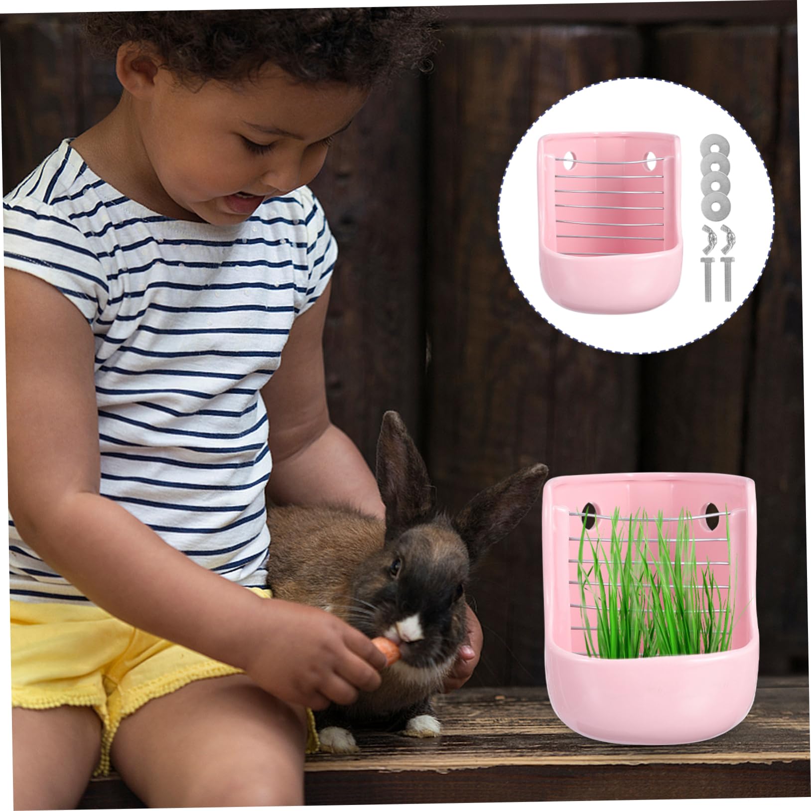 Mangiatoia Ceramica per Cavie e Cincillà Funzione Doppia | Rosa, Mantiene Cibo Pulito e Asciutto, Separa L’urina, per Piccoli Animali