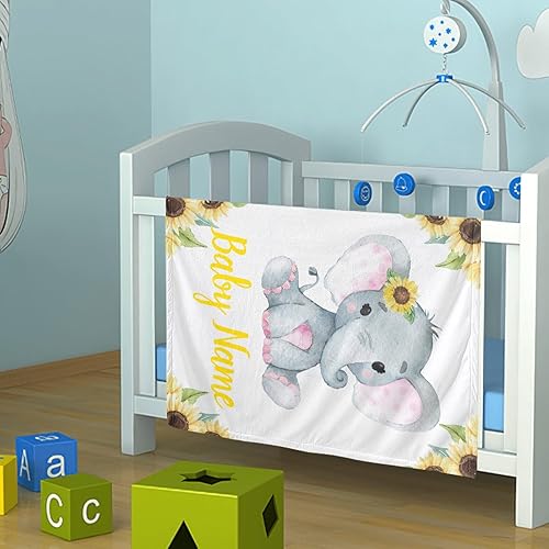 Miniatura 45 de Manta de bebé personalizada con nombre, mantas de bebé de elefante personalizadas para niñas, regalos de bebé, productos para bebés, mantas súper