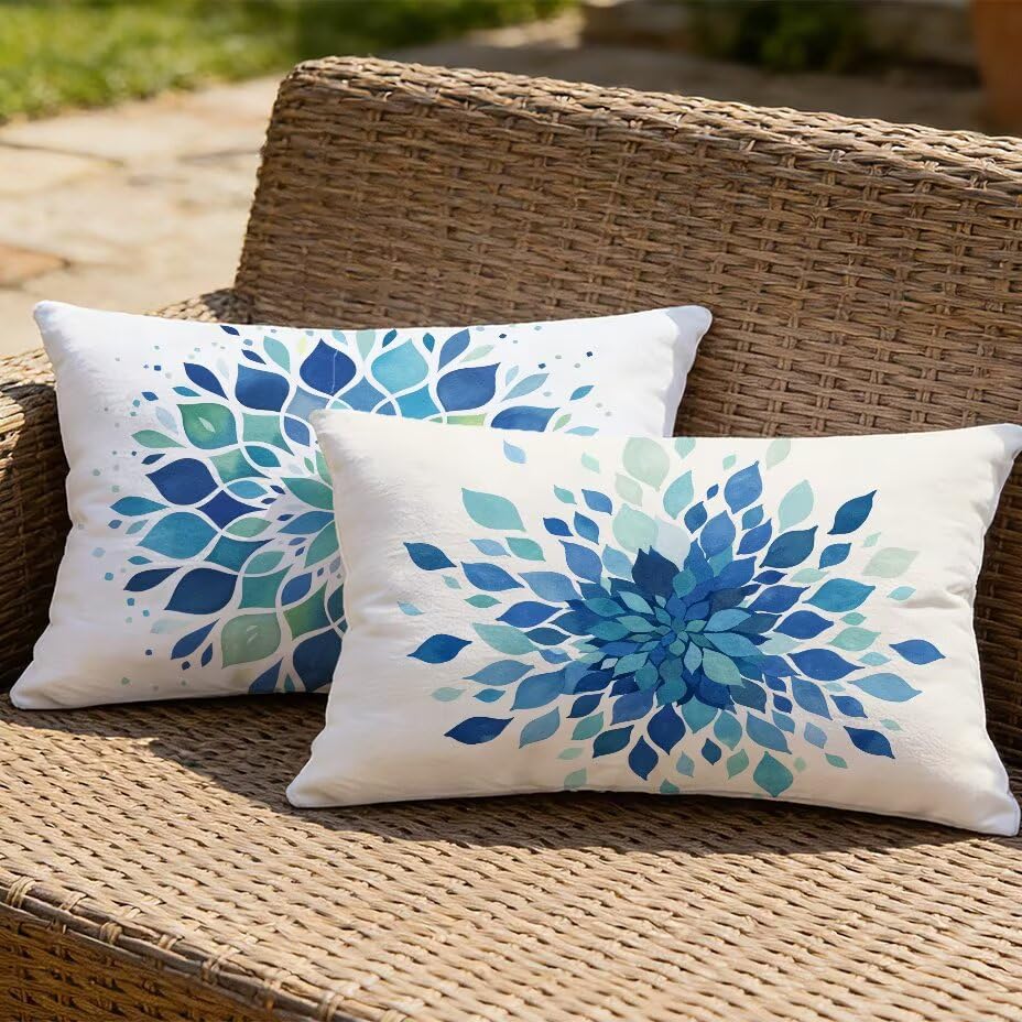 Housse de coussin de jardin imperméable 40x70 cm aspect lin blanc déco outdoor lot de 2 - 2