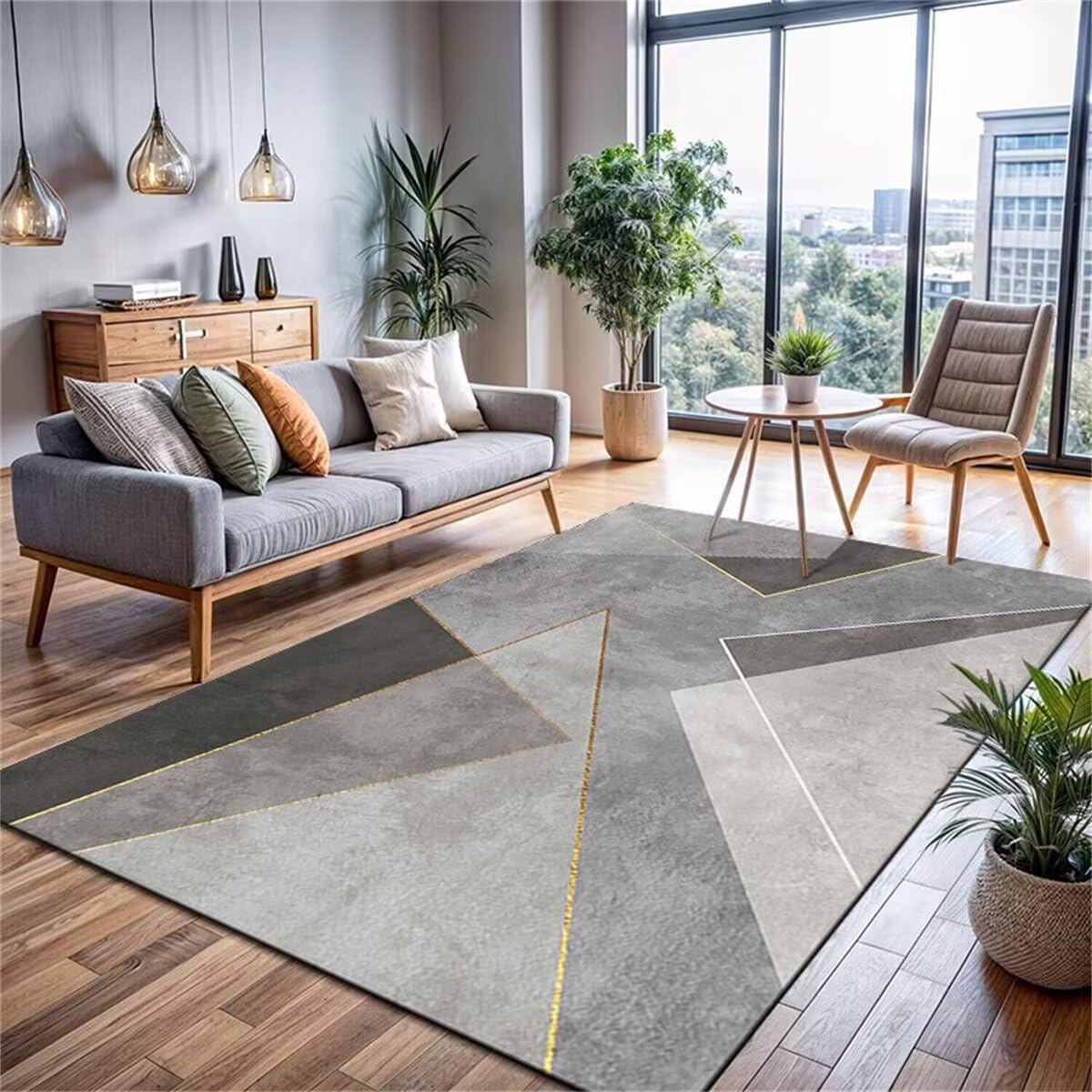 Tapis intérieur de balcon gris facile à entretenir 90x150