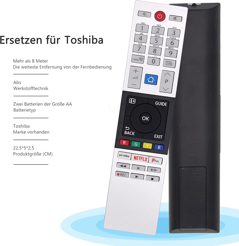 FOXRMT CT-8543 Távirányító Toshiba Smart TV-hez - Netflix, YouTube és Prime Video Gombokkal - Kompatibilis FHD/UHD/XUHD Modellekkel - Beállí