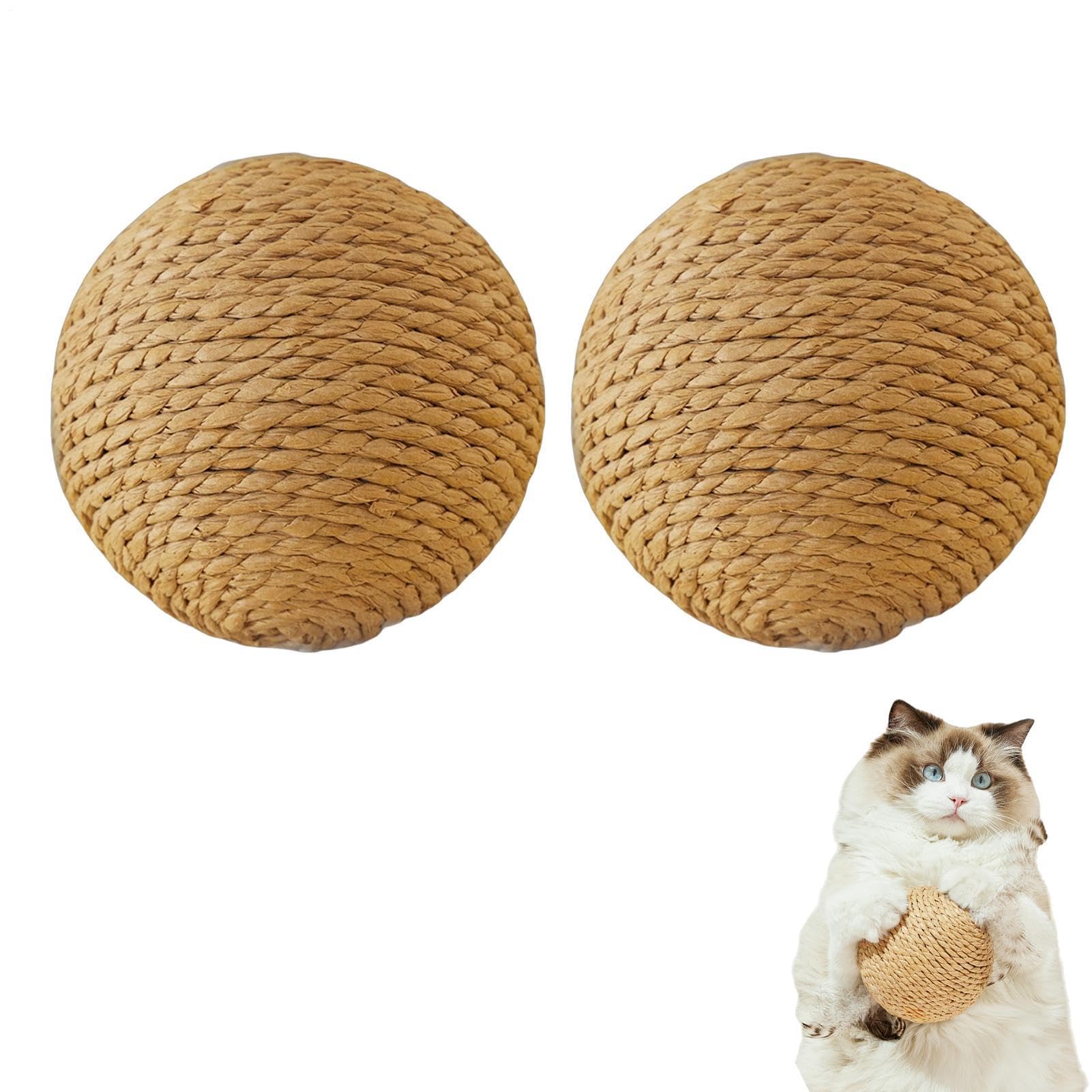 2pcs Interactive Woven Cat Scratching Ball, 10cm Large Sisal Cat Ball