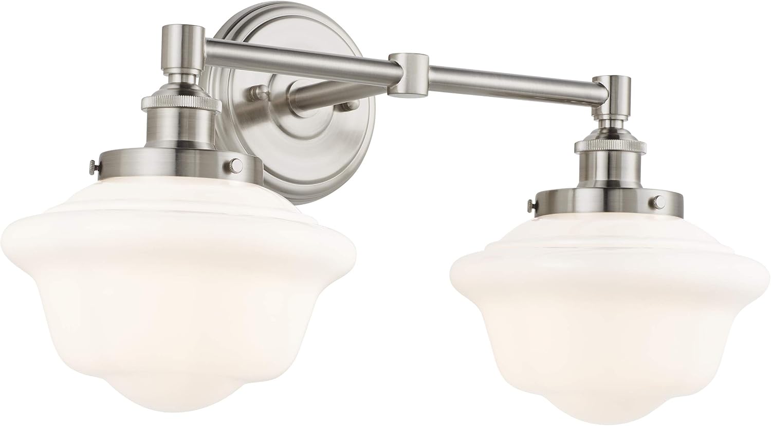 Linea di Liara Lavagna Farmhouse Brushed Nickel Bathroom Light Fixtures Over Mirror 2-Light Bathroom Vanity Light Fixture Milk Glass Shades Modern Vanity Lights, UL Listed
