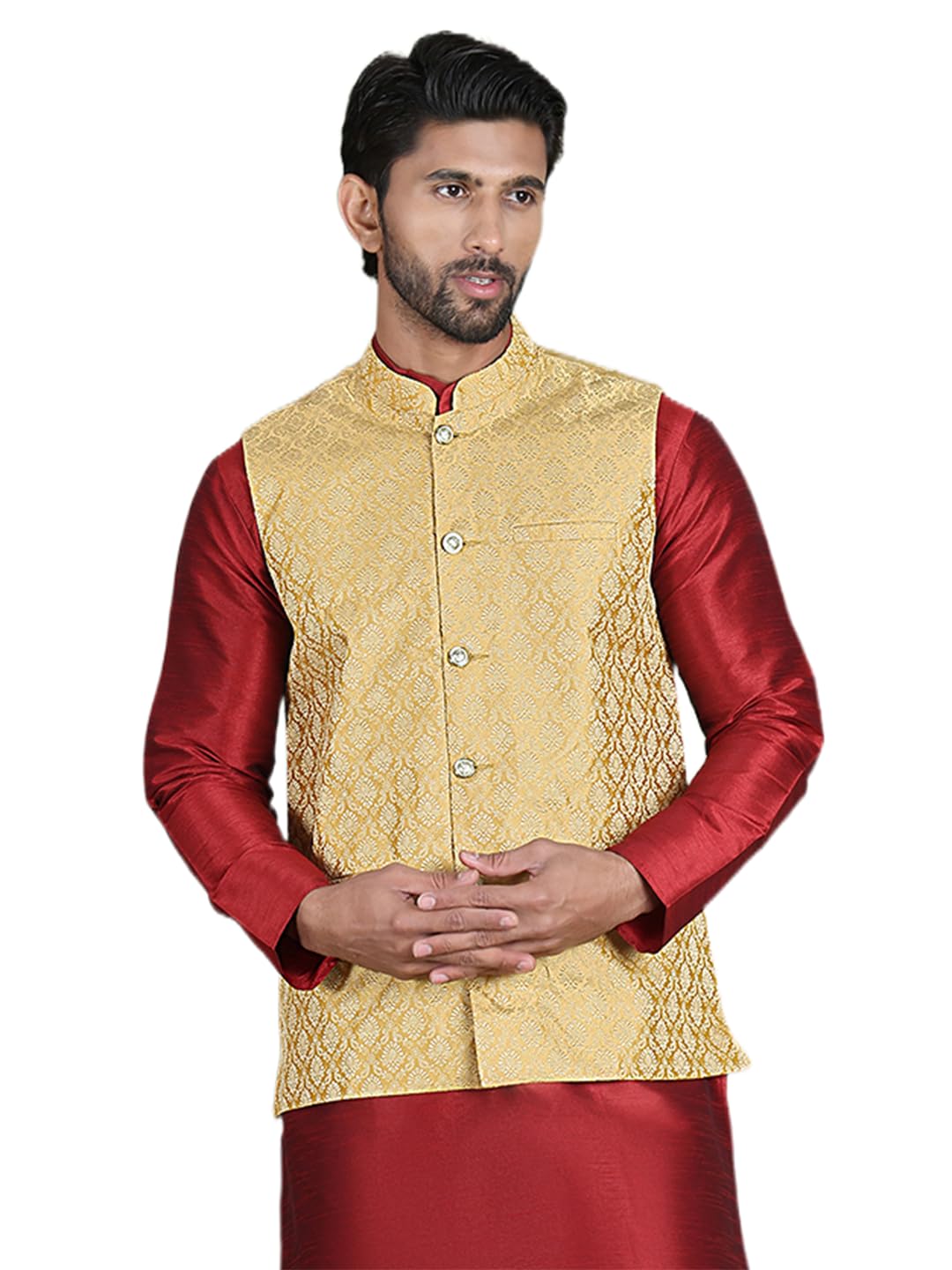 jompers Woven Design Nehru Jacket For Men-picture-16