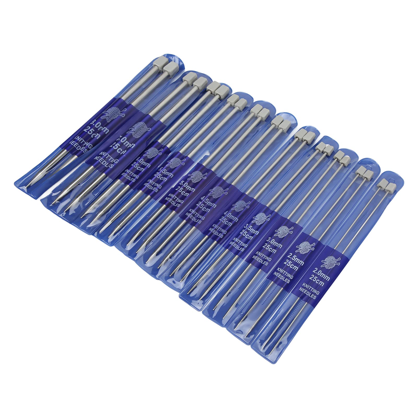 22Pcs Set di Aghi da Maglia in Metallo Lucido 25cm in Acciaio Inossidabile, Knit Weave Craft Strumenti per Cucire Fai da Te Aghi da Maglia Artigianali per Calze, Sciarpe, a Maglia