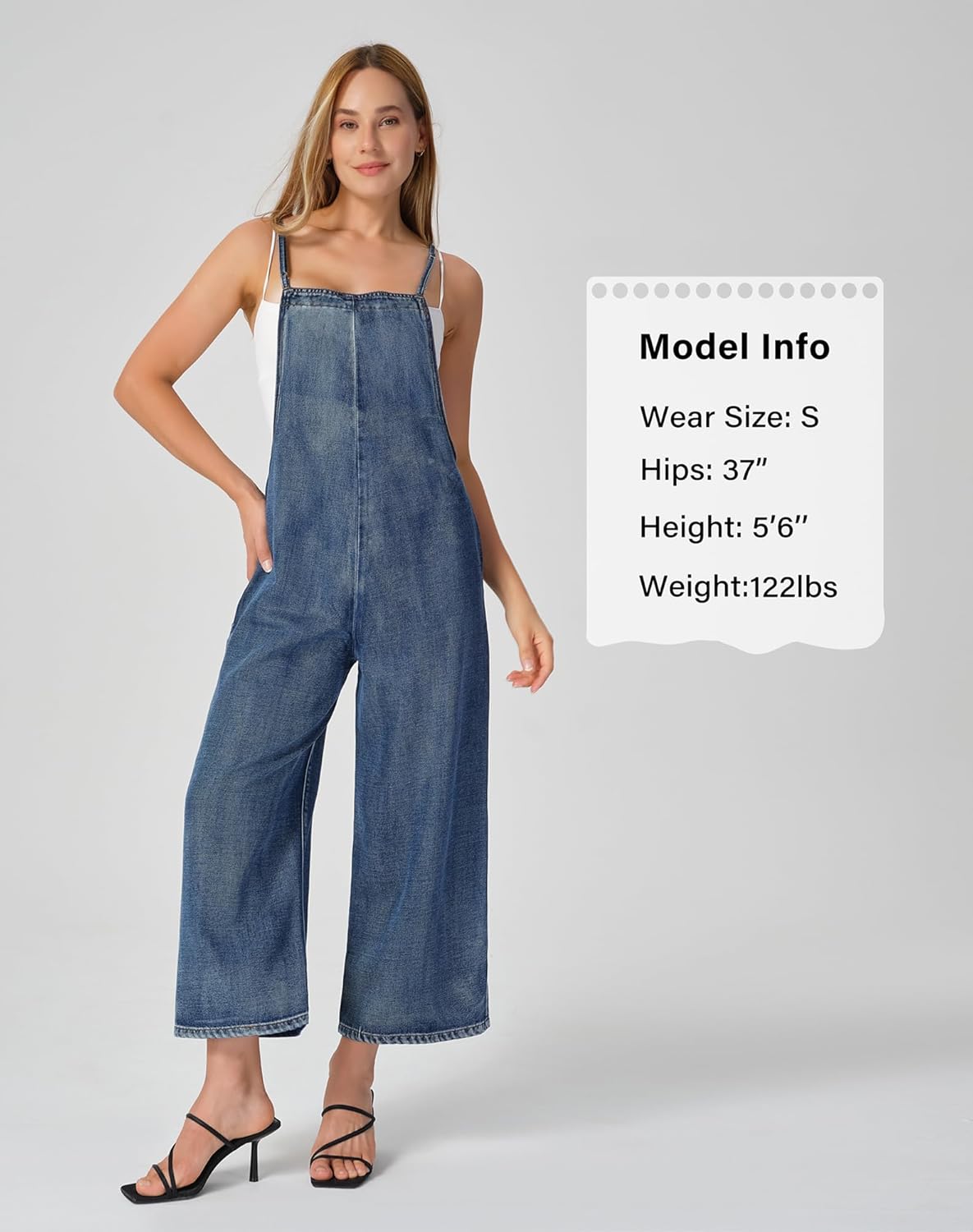 roswear Cropped Overalls for Women Baggy Wide leg with Side Zip Adjustable Strap - Image 4