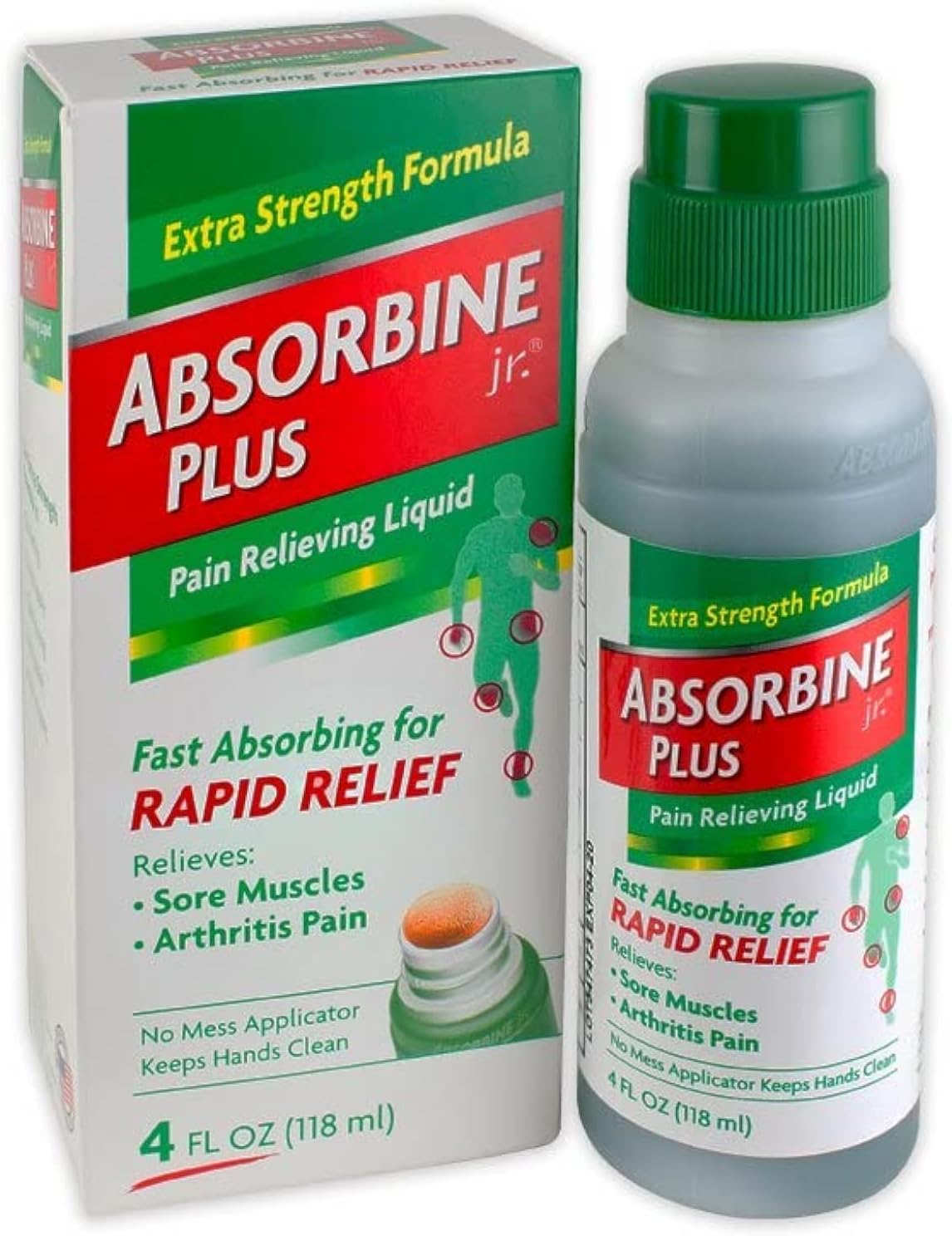 Absorbine Jr Plus Pain Relieving Liquid - New Extra Strength Formula - 4 fl oz