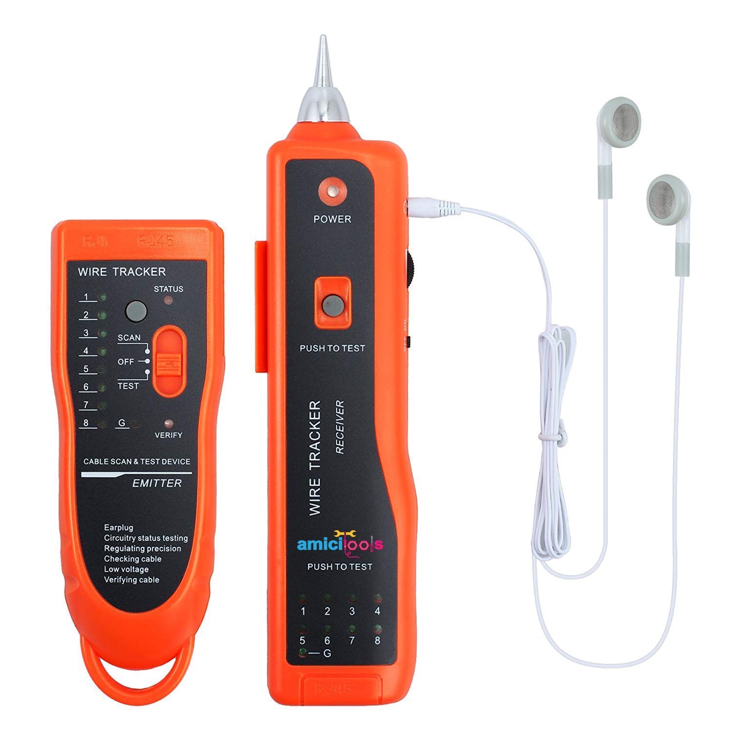 amiciTools XQ-350 Wire Tracker, Cable Break Point Tester for Network Cable (RJ45), Ethernet LAN, Telephone Line (RJ11)