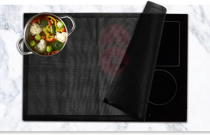 Tapis De Protection Induction Silicone Fleur Anti-Rayures - Lot De 3 (25 Cm) Noir - Protège Et Antidérapant