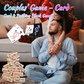 Classic Couples games, Lust Tower Couples Games & Adult Card Games Sx Cards Game, for Adults, Stacking Wooden Block Game for Valentine's Day Gifts (A)