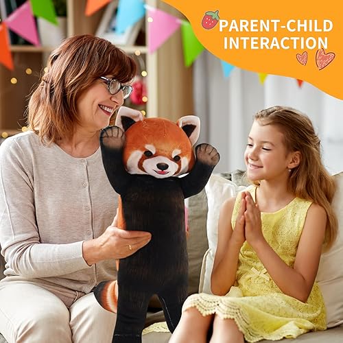 Miniatura 4 de Almohada de peluche de panda rojo, suave panda pequeño para niñas, juguetes de peluche Kawaii, decoración de muñecas, regalo para niños y niñas (20