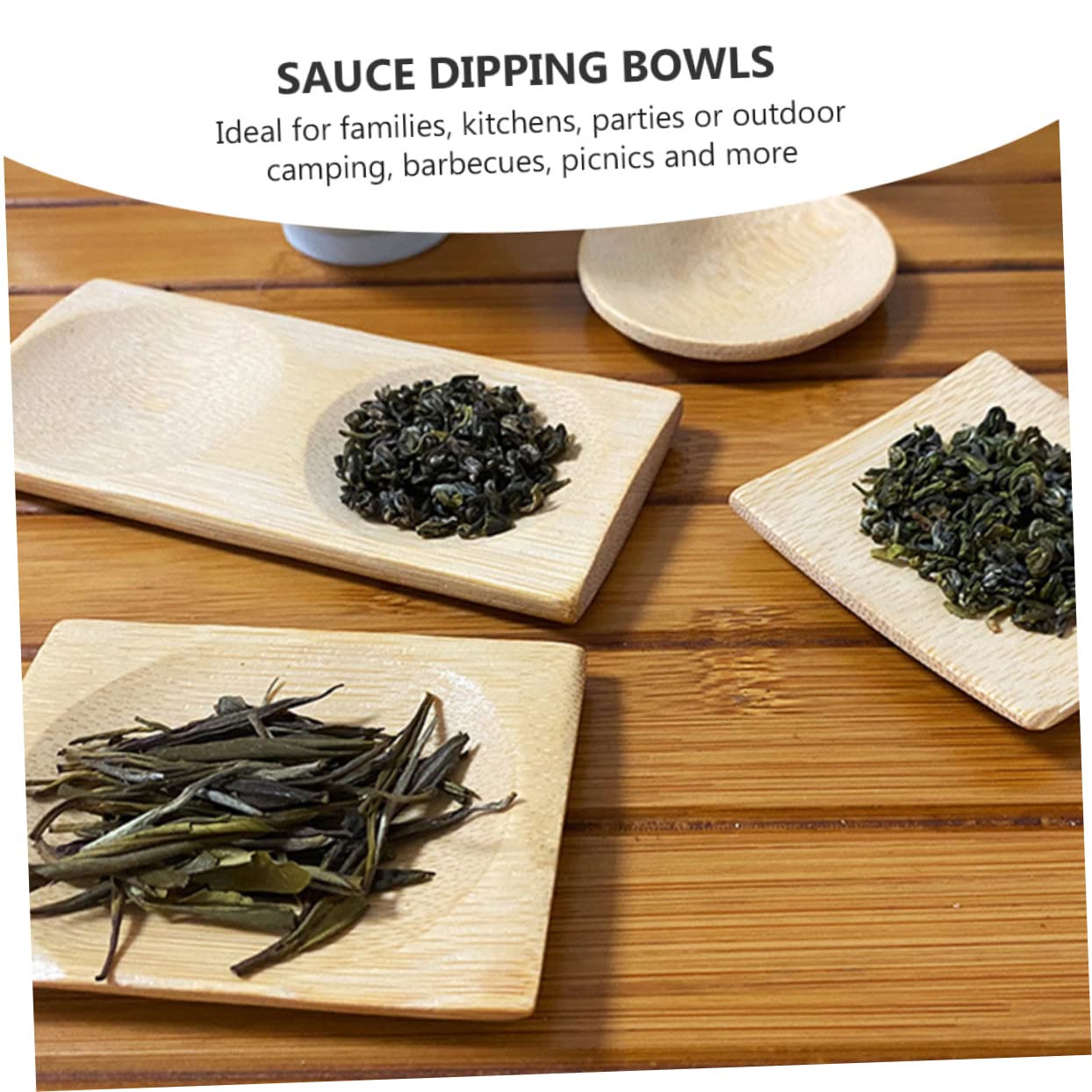 SOLUSTRE Elegant Bamboo Sauce Dishes Piece Set for Snack Platter Side Dish Bowls Dipping Seasoning