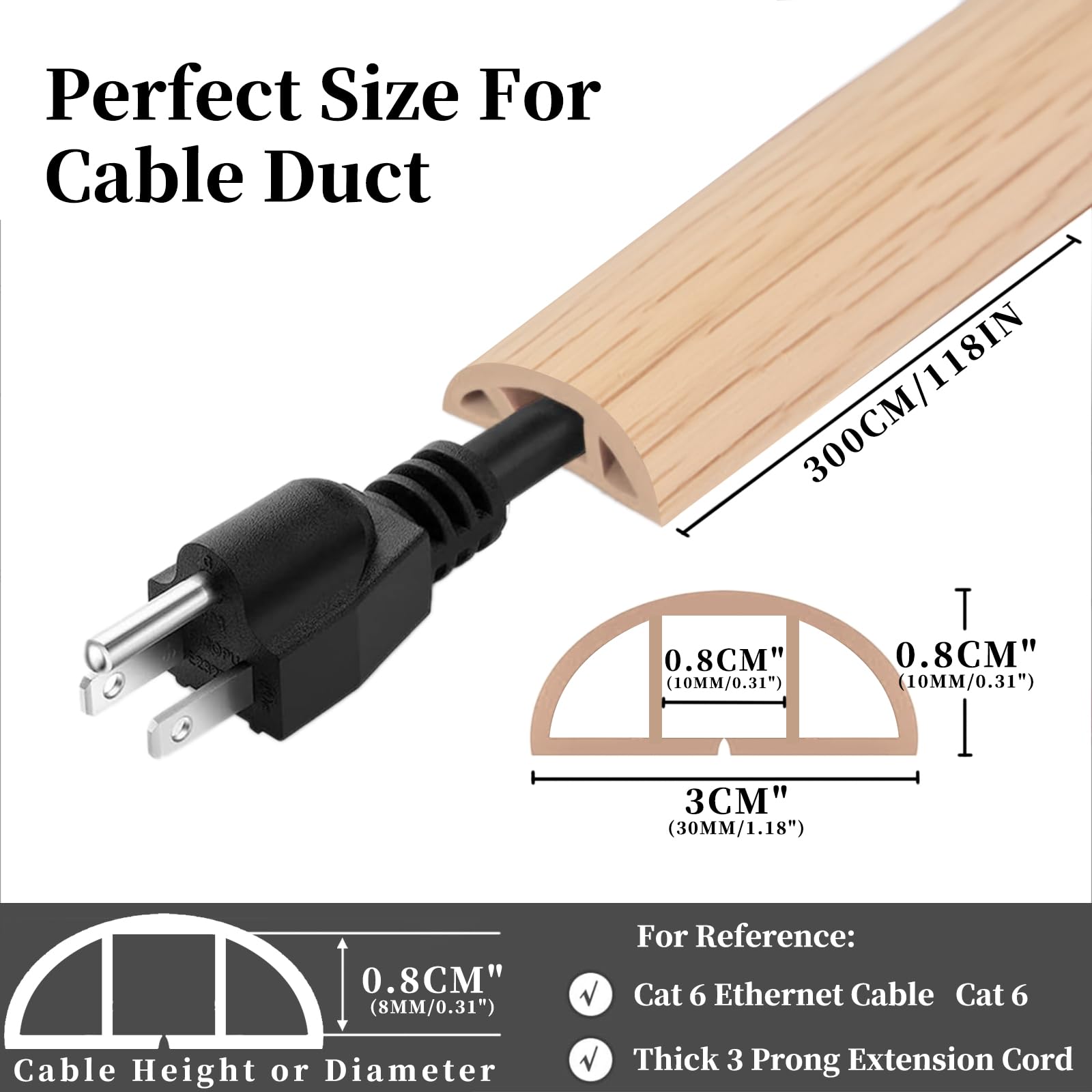 Puente de Cable, pequeño conducto de Cable Flexible, Grano de Madera de 1.0m X 5cm, protección de Cable de Piso de PVC, conducto de Cable para oficinas Apartamentos almacenes hoteles (Caoba, 3m X 3cm)