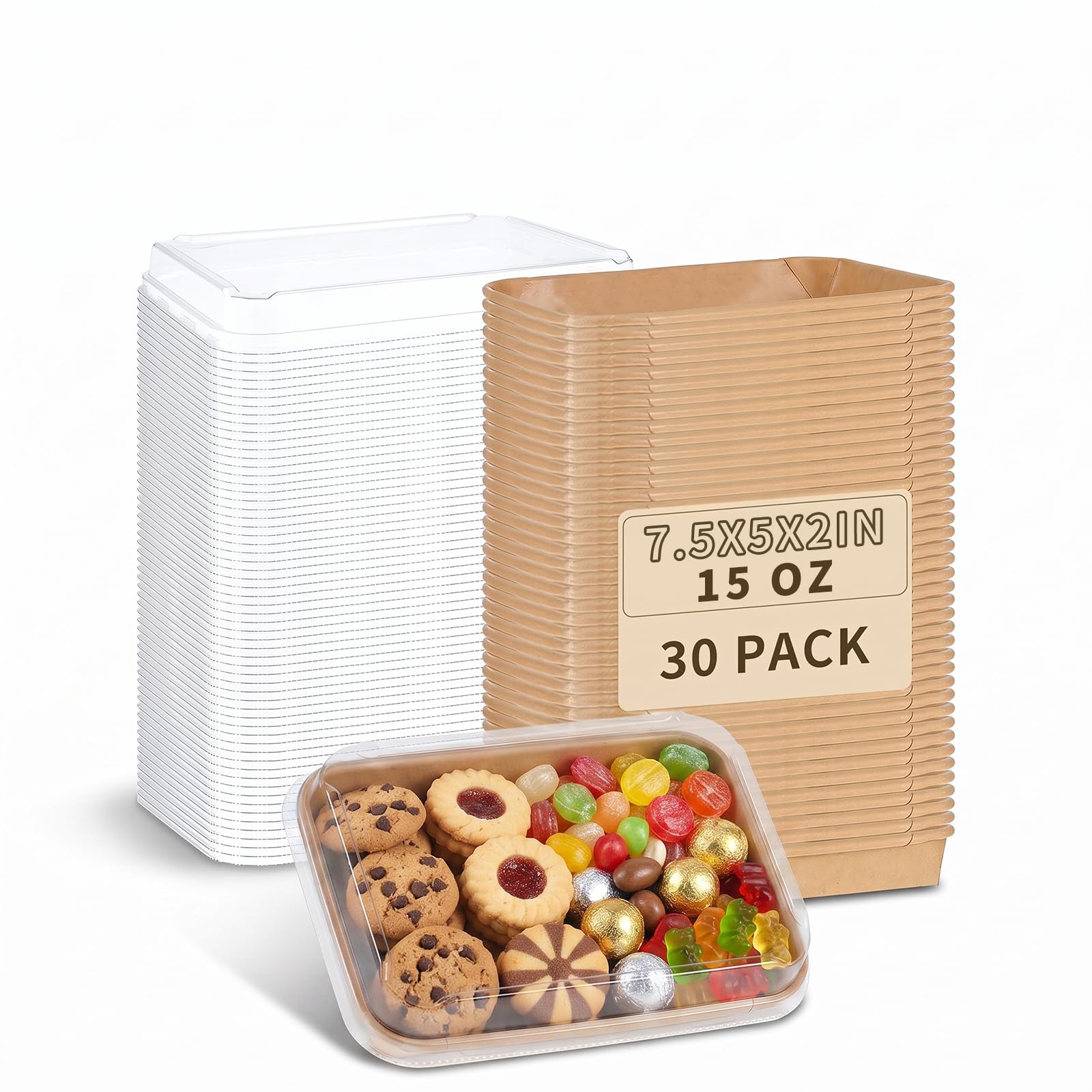 30 Pack Take Out Food Containers, 14.2oz Disposable Bowls 420ml Kraft Paper Take Out Boxes with Lid, Disposable To Go Container Take Out Containers, Greaseproof Paper Bento Box Takeout Lunch Boxes