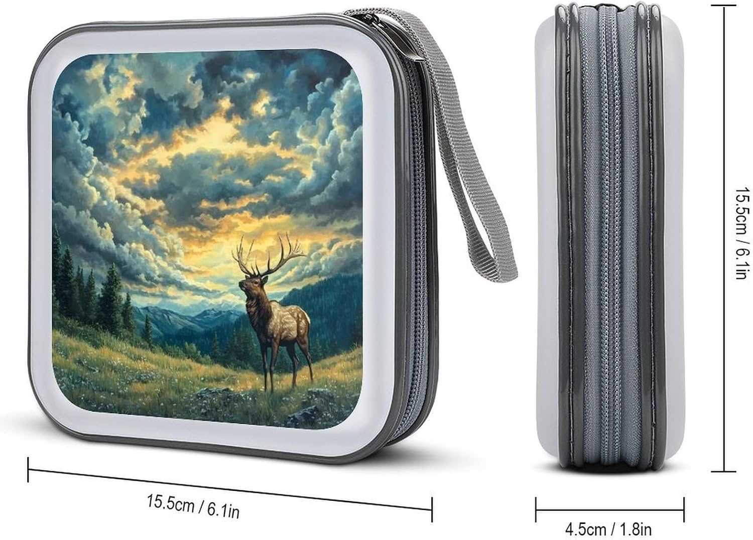 Deers Elks Dusk Clouds Forests Protective CD Case Storage Rack 40 Capacity DVD Holder Organizer Car Travel