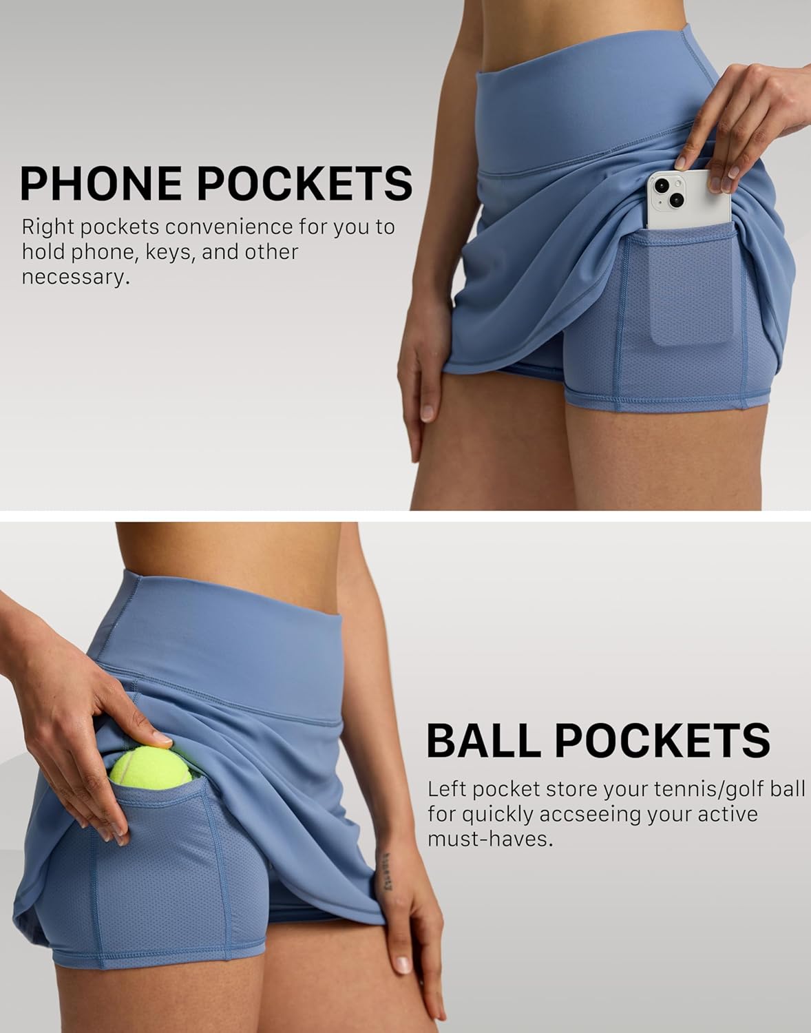 Soothfeel Tennis Skirts for Women 14.5" High Waisted Golf Skirt with Shorts Pockets Workout Athletic Skorts for Woman - Image 4