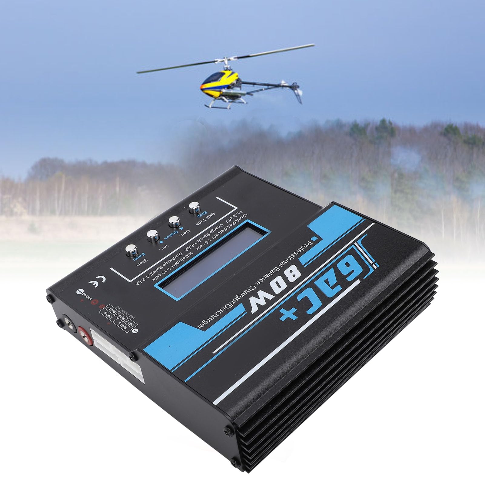 Ładowarka Balansowa 80W Wysokowydajna LiPo LiFe LiHV NiCD 1-6S, Szeroka kompatybilność, Regulowane Ustawienia Napięcia, do Akumulatora Modelu RC z Zasilaczem AC/DC (wtyczka UE)