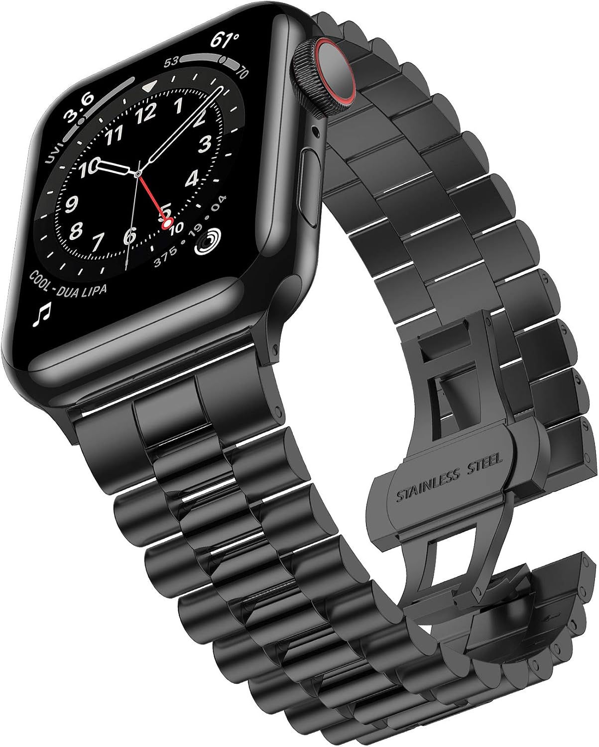 baozai Compatible with Apple Watch Band Ultra 3 Ultra 2 Ultra 46mm 45mm 44mm, iWatch Series 11-1 SE3 Stainless Steel Strap with Butterfly Folding Clasp for Men, Silver/Gold