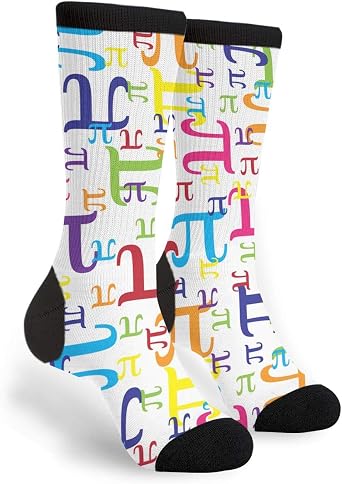 Colorful Pi Math Men Women Casual Crazy Funny Athletic Fancy Novelty Graphic Crew Tube Socks Moisture Wicking Gift