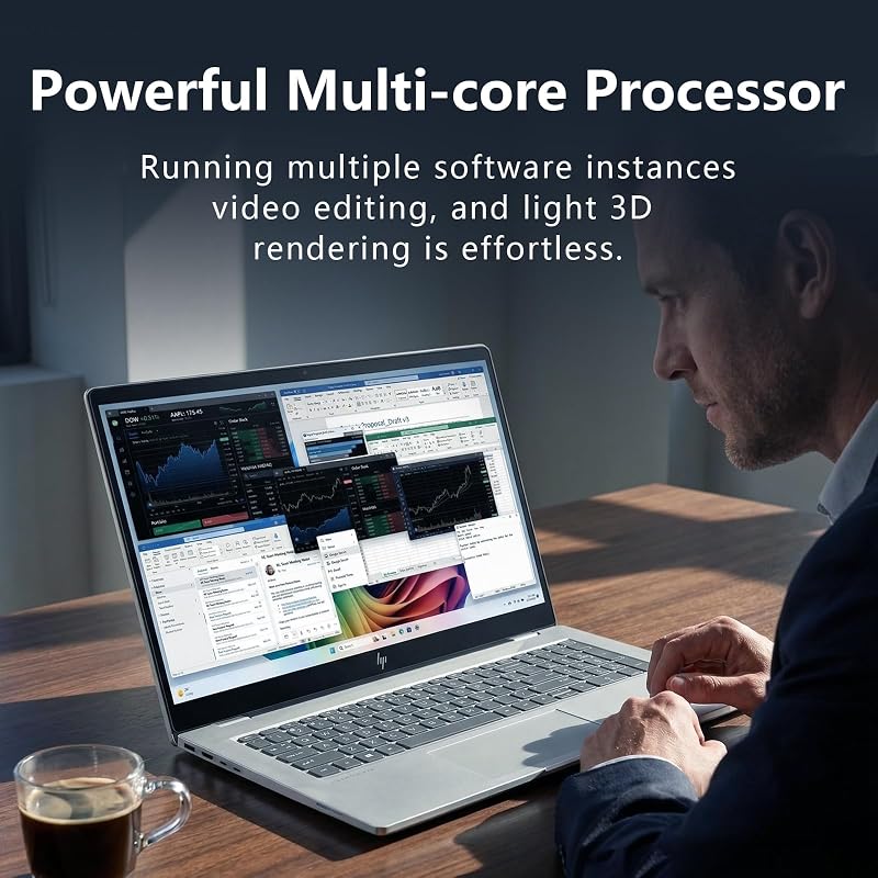 HP 15.6 Touchscreen Business Ultra 7 155H AI Laptop, 24GB DDR5, 512GB SSD | Intel AI Boost & Arc graphics, Backlit Keyboard, Long Life Battery,Fast Charging Wi-Fi 6, Windows 11Pro, w/PCO Laptop Cooler image 4