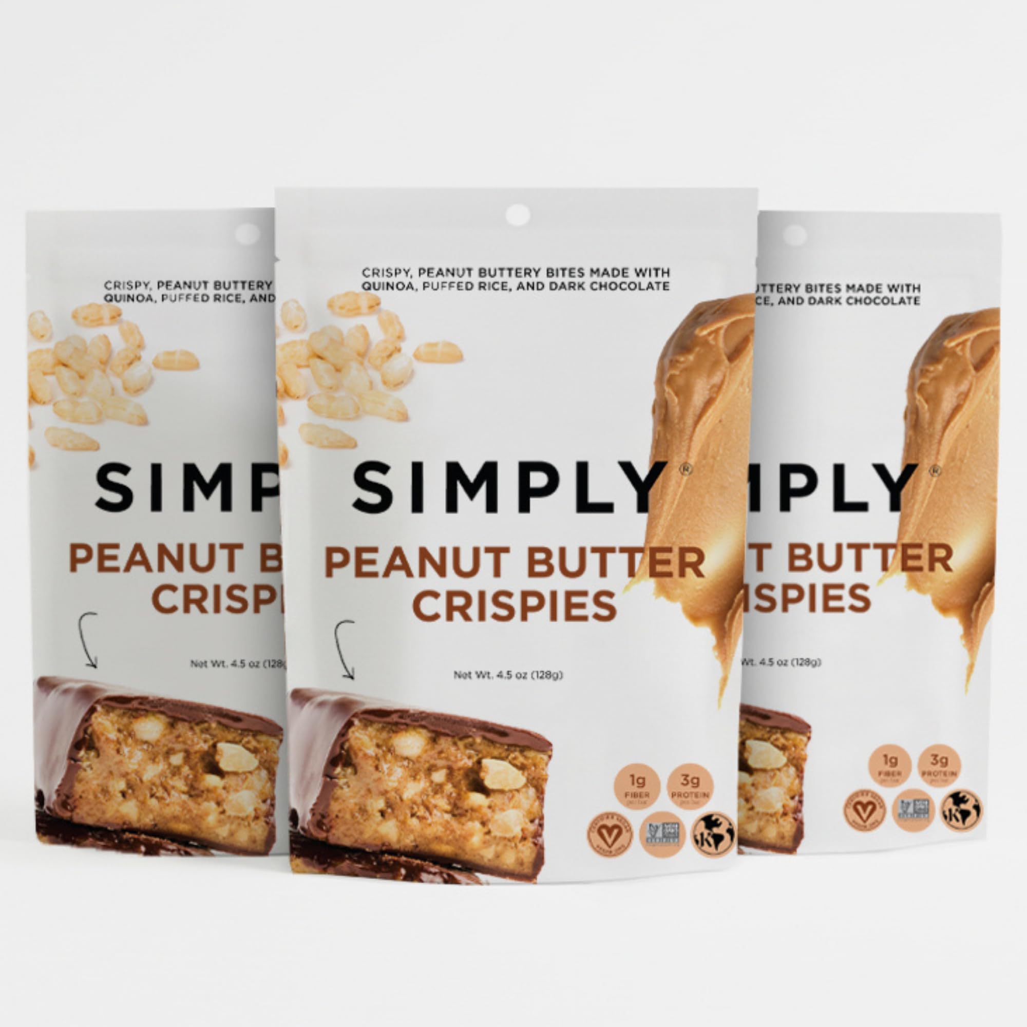 Simply Candy Bars | Peanut Butter Crispies | Crispy, Crunchy, Peanut Buttery Chocolate | Vegan + Non-GMO (4.7 oz (Pack of 3))