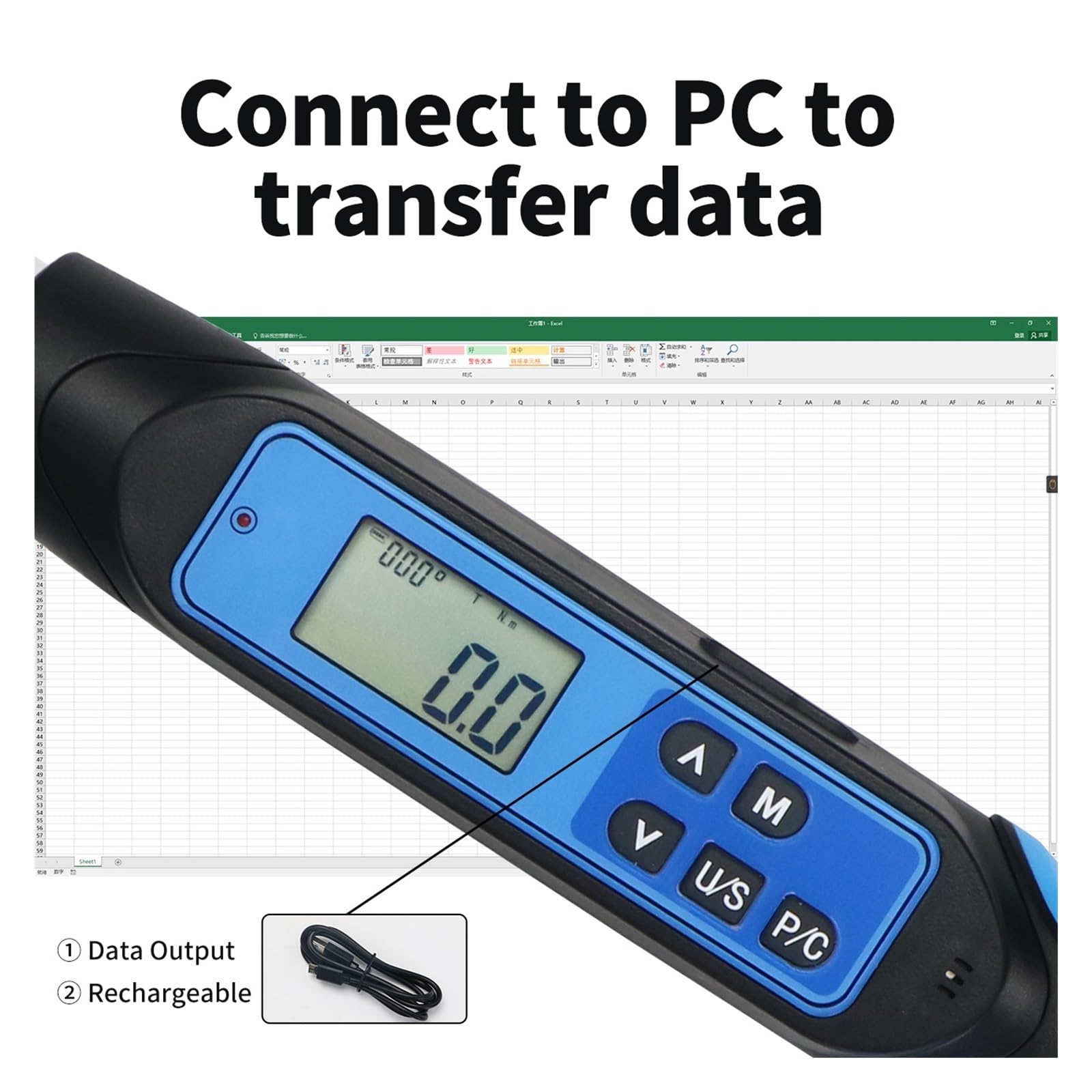 Chiave dinamometrica Chiave dinamometrica Elettronica da 1/2" con Chiave dinamometrica Digitale Ricaricabile ad Angolo con Funzione di Comunicazione Alta precisione ±1% (Color : AWE4-340R)