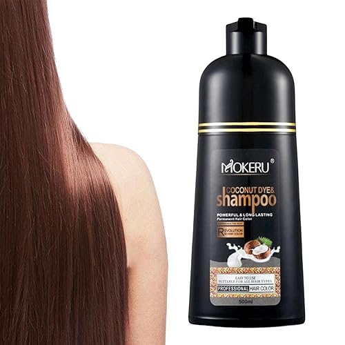 Maani Champú de color para el cabello con aceite de coco, marrón oscuro, 16.9 fl oz, acción rápida instantánea, color de cabello de larga duración,