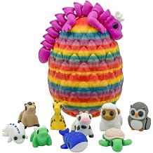 Articulating Animal Figurines 10-Pack Mystery Mini Collectibles in Egg | 35+ Designs, Rainbow Colors, Premium Toys | Unique Gift for Kids & Adults by VDK Printing MysteryEgg010