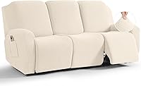 Vista 59 de TAOCOCO Funda reclinable de 4 piezas, funda elástica para sofá reclinable de 4 piezas, funda reclinable con 1 asiento, protector de sofá suave