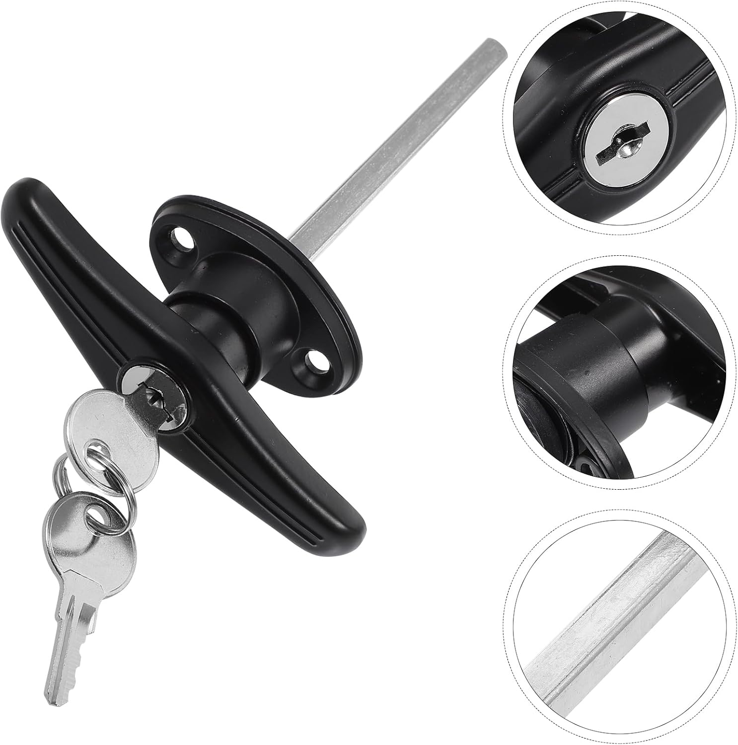 Generic Keyed T-Handle Lock Kit for Garage Door Replacement with Long Shaft Weather Resistant Zinc Alloy Hardware for Sheds Barns and Playhouses Easy Installation