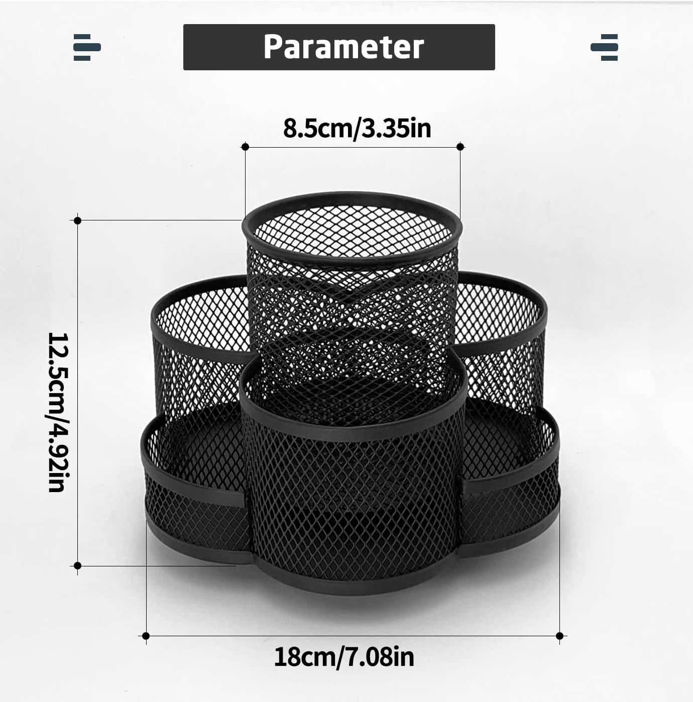 WURJHSONG Pen Holder, Makeup Brush Holder 360-Degree Rotating Desk Organizer with 7 Compartments, Pencil Holder for Desk, Office Supplies Desk Organizer Storage Gift (Black) : Office Products