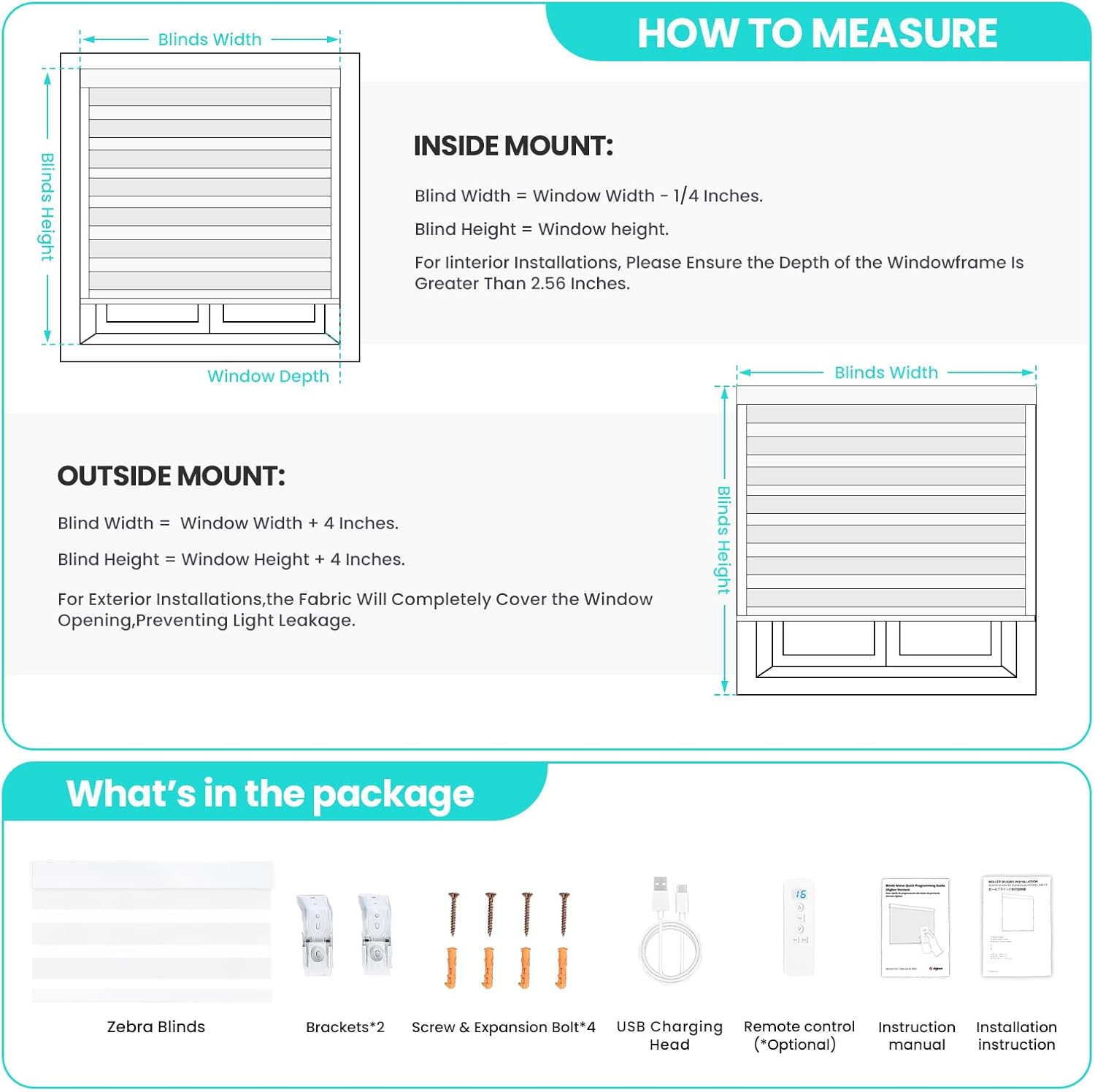 Motorized Blinds with Remote Control 95% Blackout Electric Zebra Blinds for Windows Compatible with Alexa Google for Home Office White, Custom Sizes