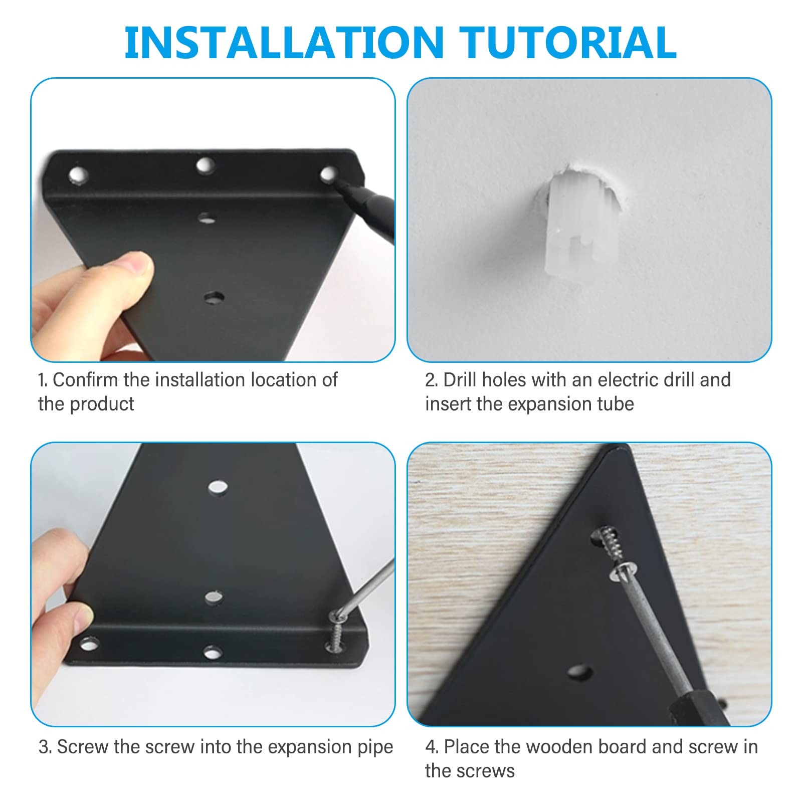 Nizirioo 6 Pièces Support D'Étagère Triangle Support Etagere Supports D'Étagère Flottants Supports À Tablettes Flottantes En Triangle En Métal, Avec Vis Pour Déco Salon Chambre Salle De Bain(Blanc