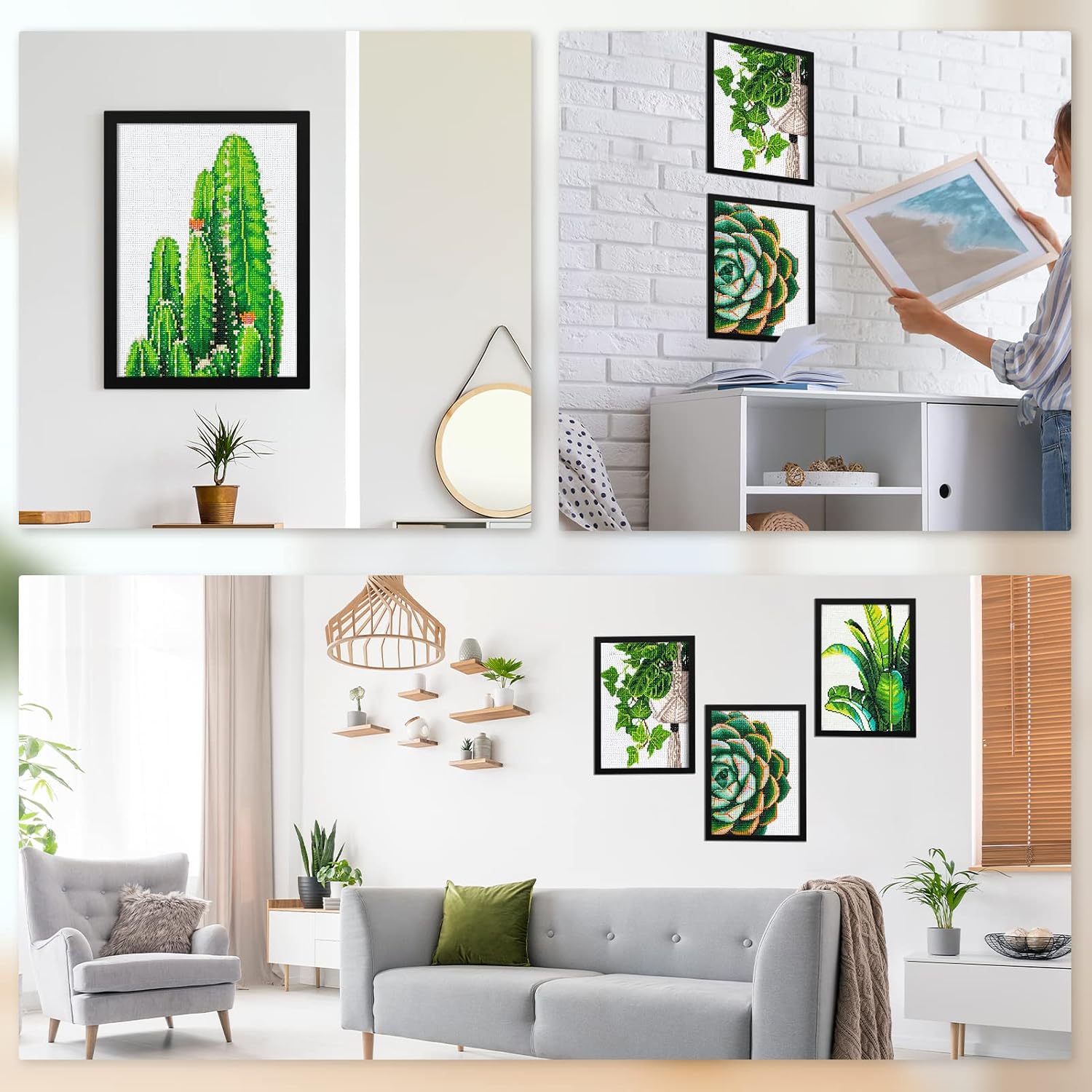 PP OPOUNT 3 PCS Diamond Painting Frame, 30 x 40 cm Self-Adhesive Diamond Picture Frame, Magnetic Picture Frame for Diamond Painting Display and Protection, Home Wall Office Decor